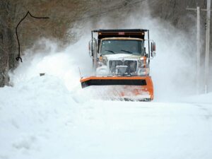 Plowing during winter stom