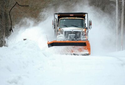 Plowing during winter stom